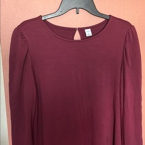 Long sleeve maroon shift dress